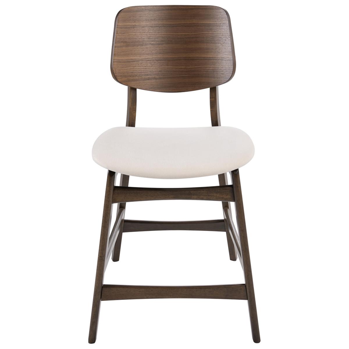 BARSTUHL 2er-Set Holz Cremeweiß/Braun Mayer - Weiß, Holz (54/96/62cm) - Beliani