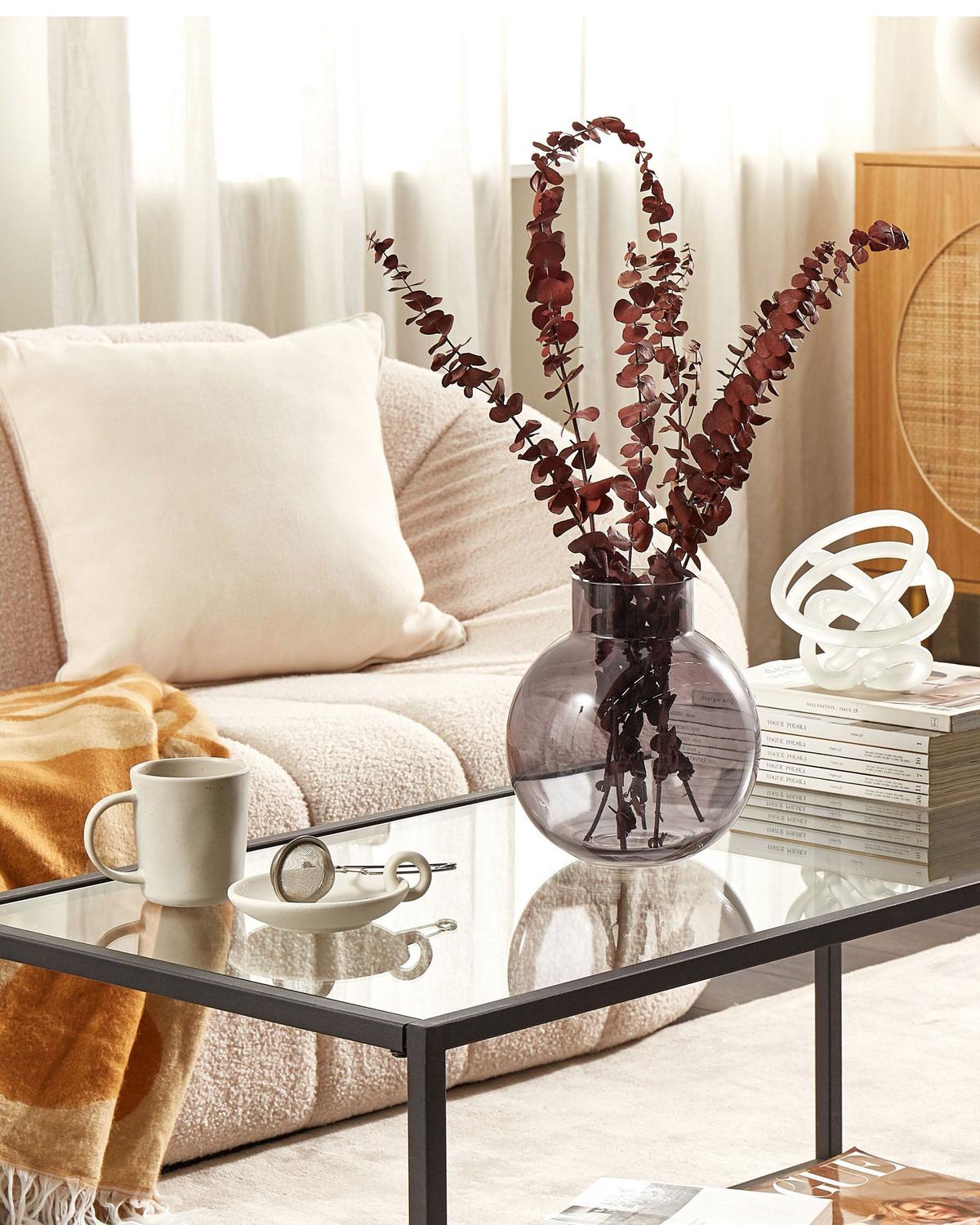 BLUMENVASE Glas grau Polydrosos - Grau, Glas (22cm) - Beliani