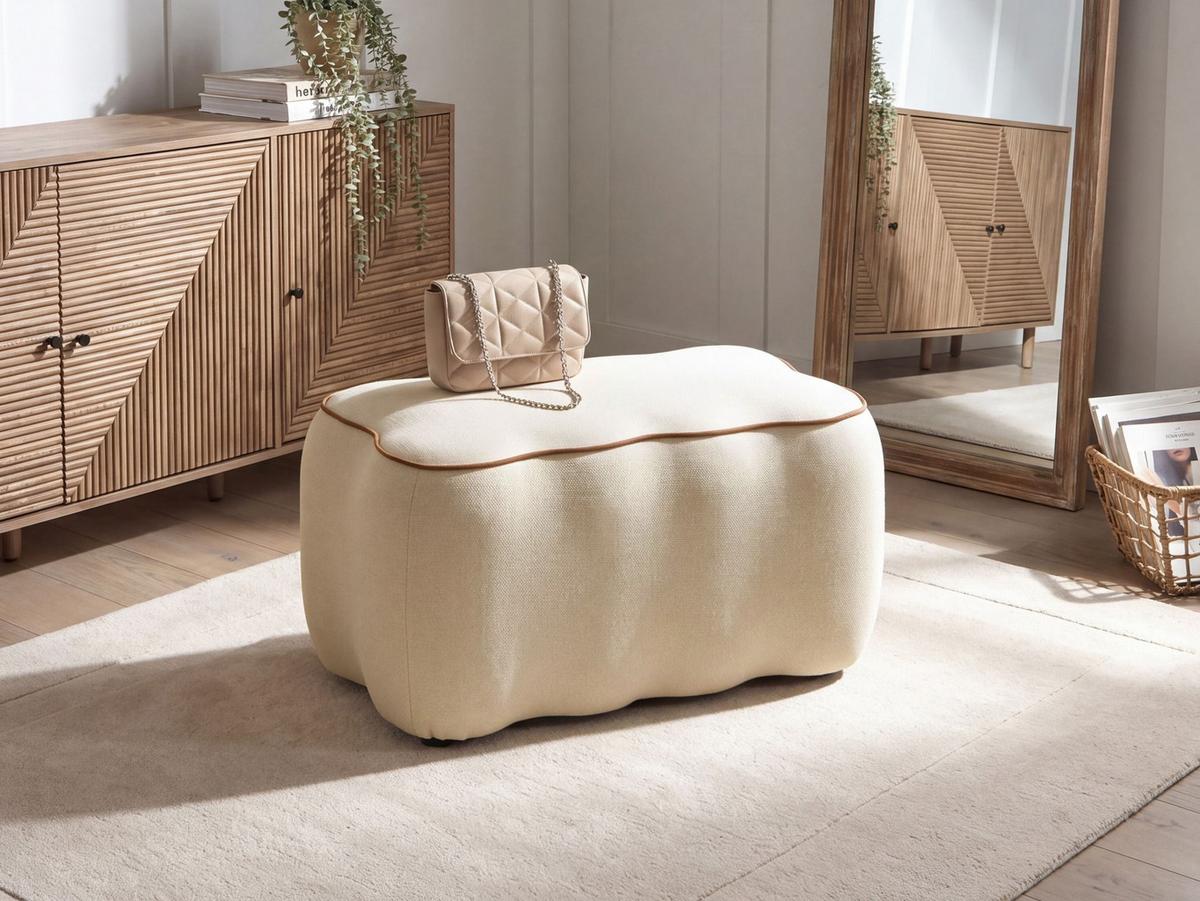 POLSTERBANK Stoff Hellbeige Juno - Beige, Textil (69/38/38cm) - Beliani