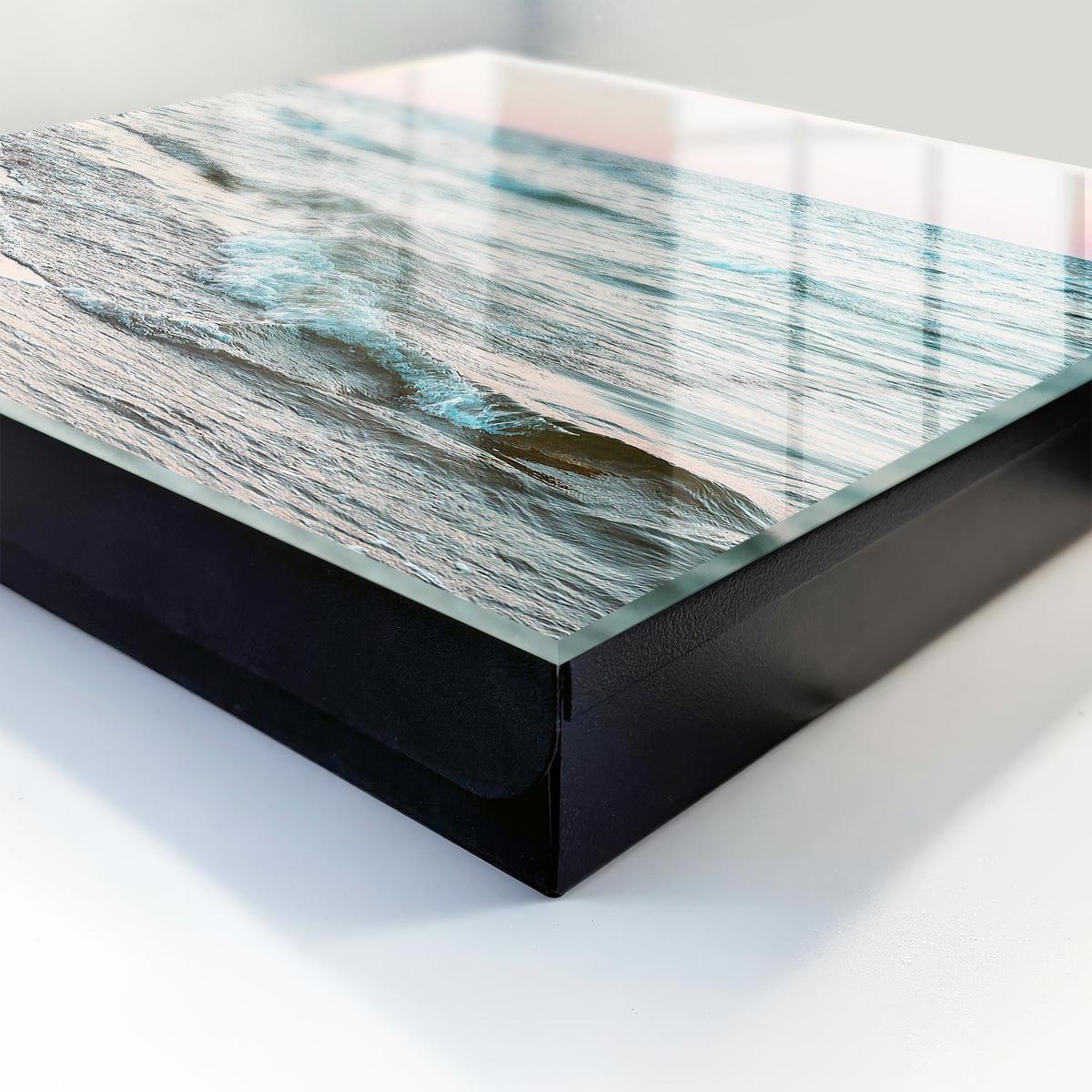 SCHLÜSSELBOX Schwarz 30x30 cm- Türöffnung nach rechts - Meereswellen - Blau, Metall (30/30/5cm) - TULUP