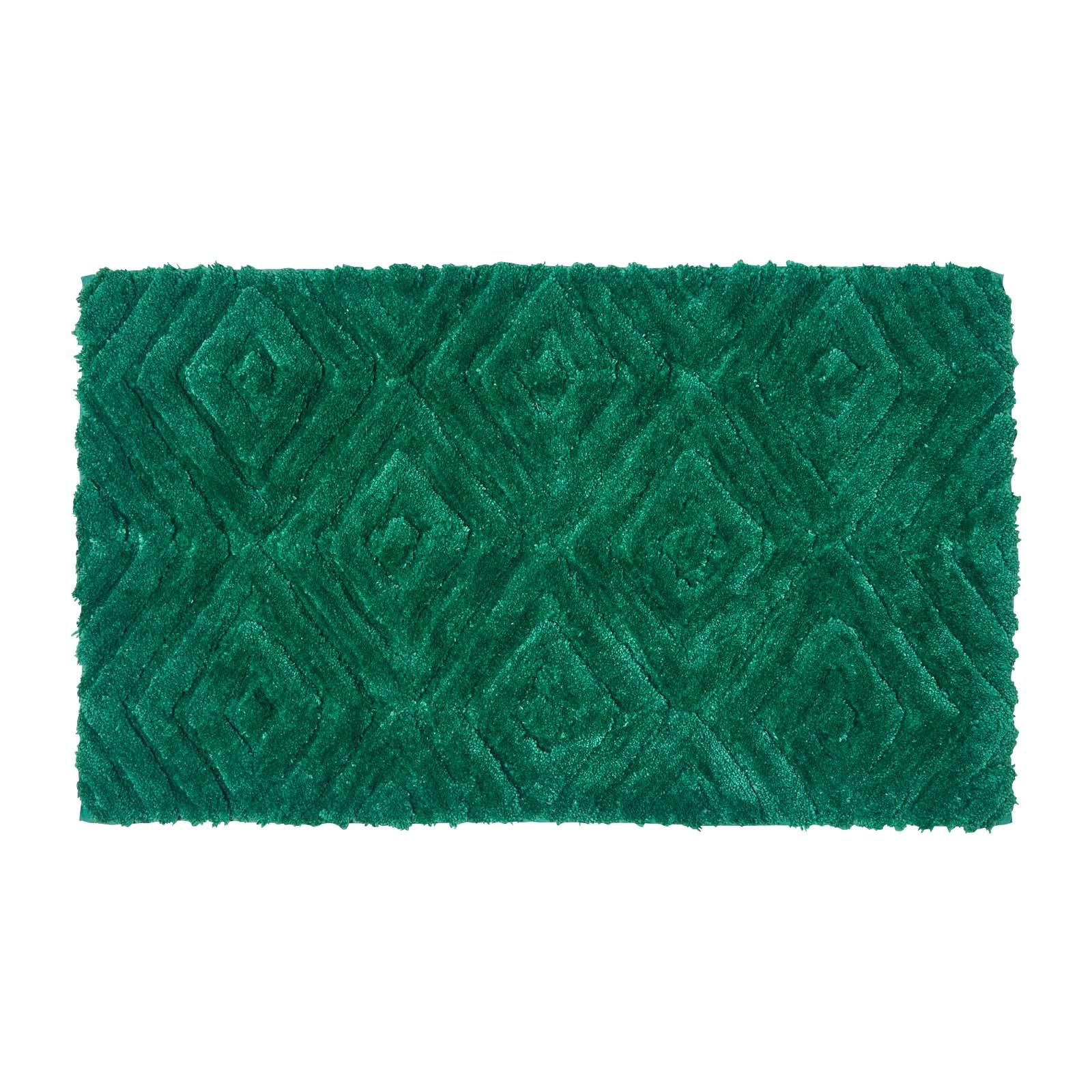 BADEMATTE 50/80 cm Rautenmuster, Hochflor - Grün, Textil (50/80cm) - Homescapes