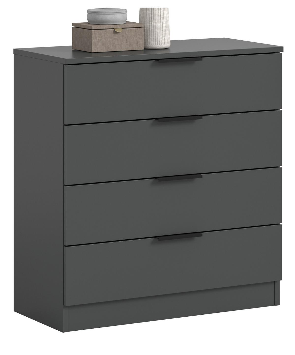 KOMMODE grau 74 x 80 cm, Schubladenkommode mit 4 Schubkästen - Grau, Holzwerkstoff/Metall (74/80/35cm) - Inn.Furn