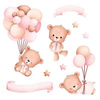 WANDAUFKLEBER 130x189cm - Teddybären und Luftballons - Multicolor, Kunststoff (130/189/0.1cm) - Wallfluent