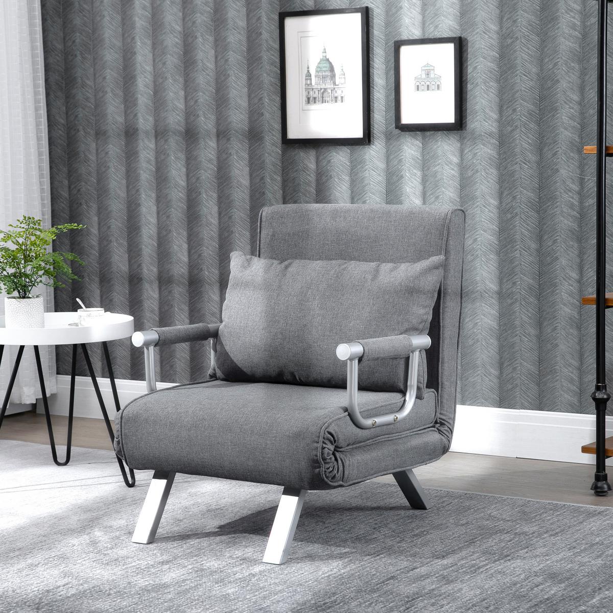 SCHLAFSESSEL 3-IN-1 mit Kissen grau - Hellgrau, Kunststoff (69/80/65cm) - HOMCOM