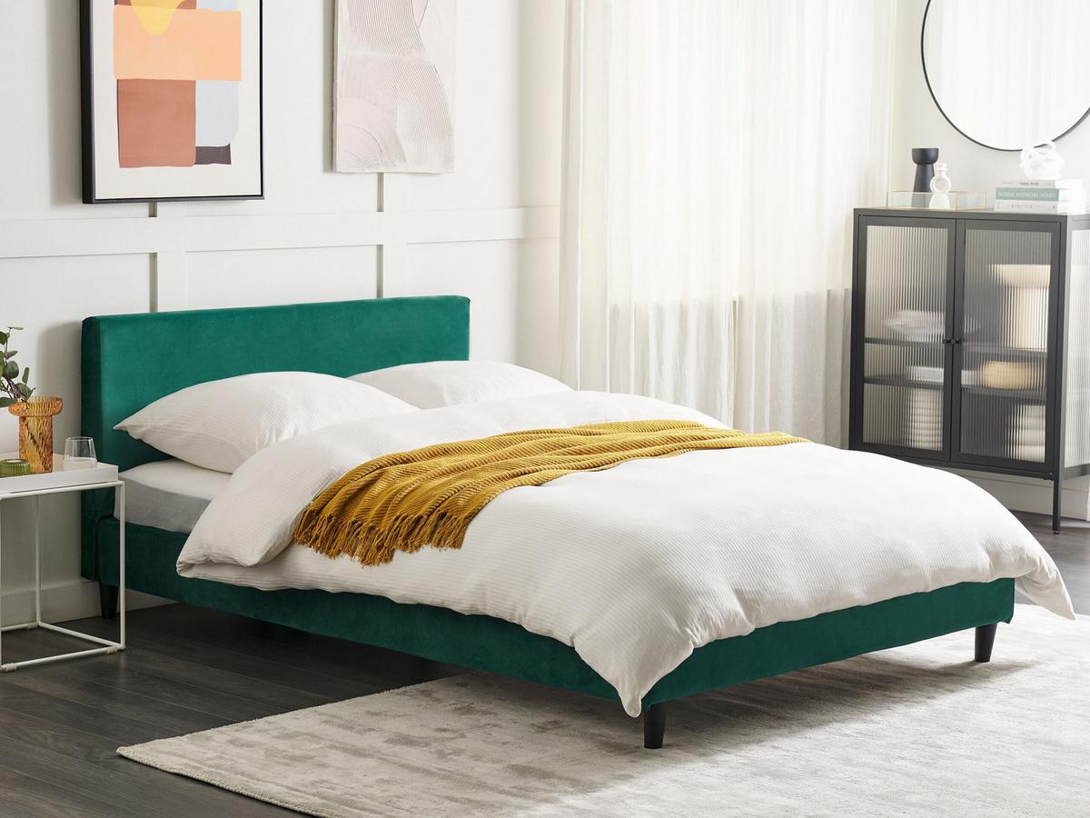 POLSTERBETT 140/200cm Dunkelgrün Fitou - Dunkelgrün, Textil (140/200cm) - Beliani
