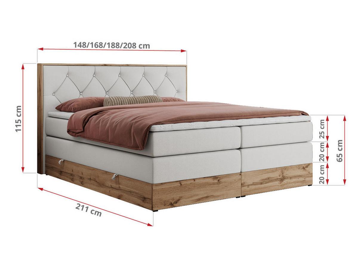 BOXSPRINGBETT VENETO KING 180/200 Weiß Kunstleder - H4 - Weiß, Holz/Textil (180/200cm) - MKS
