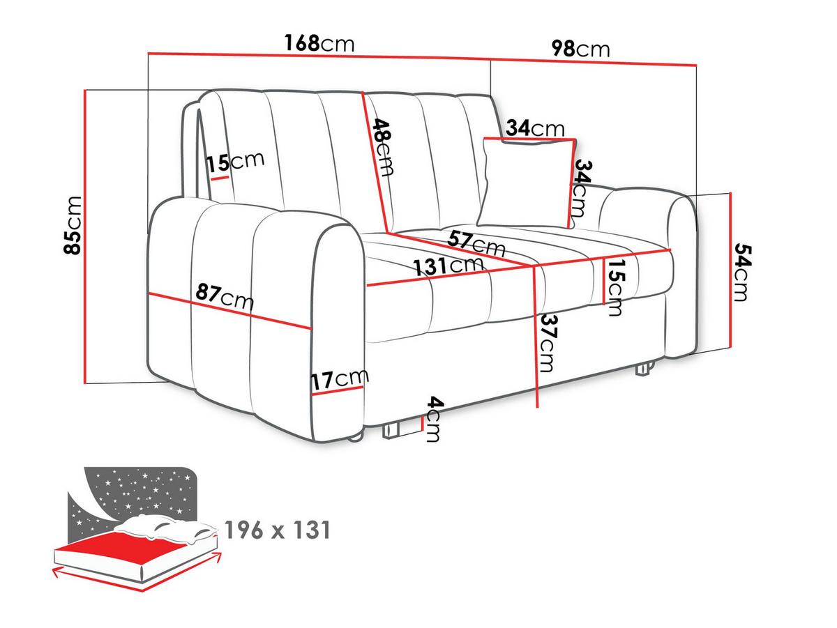 SCHLAFSOFA Viva Moon III - Anthrazit/Schwarz, Holz/Metall (168/85/98cm) - MIRJAN24