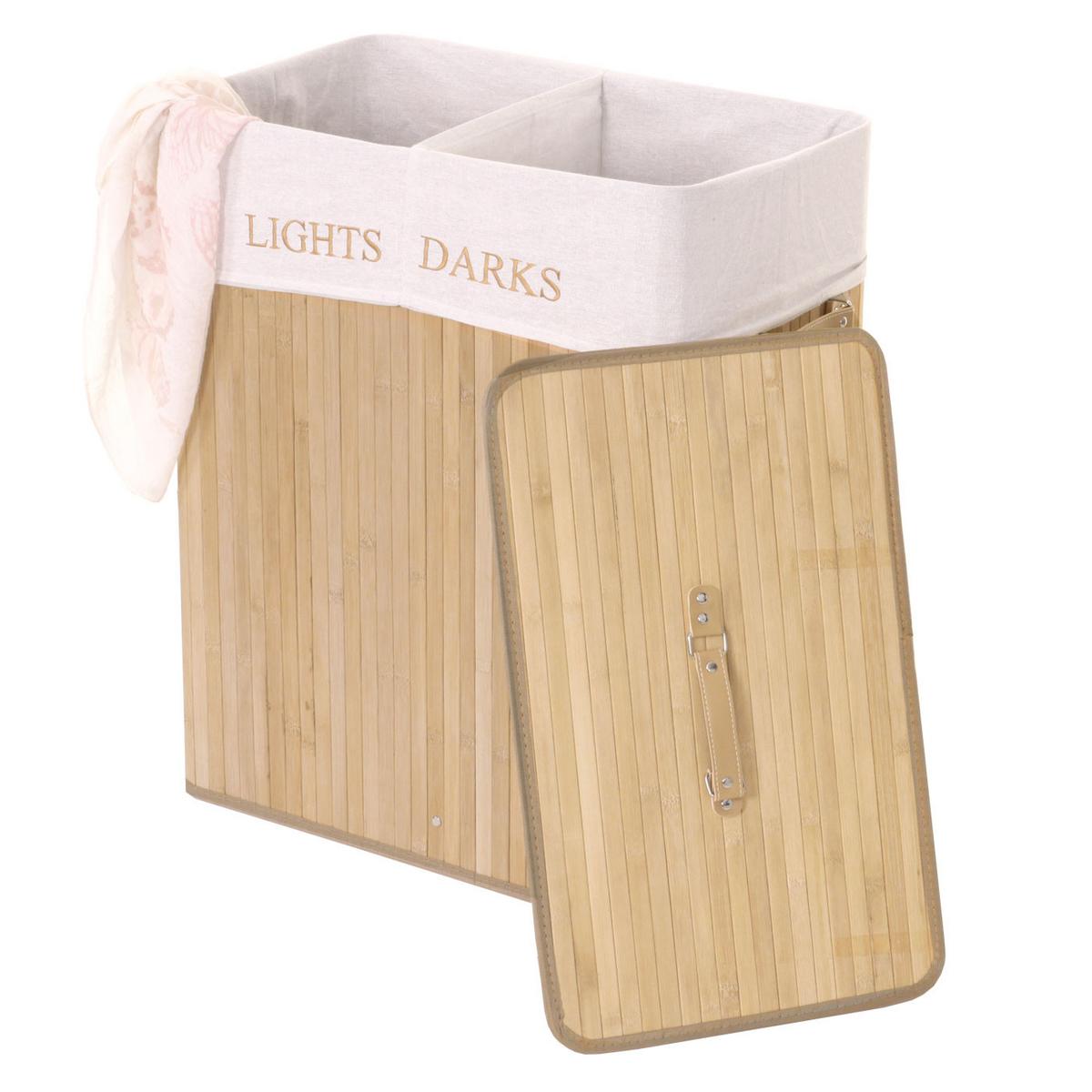 WÄSCHEKORB Buche Dekor, Cremeweiß - Buchefarben/Creme, Holz (55/63/34cm) - MCW