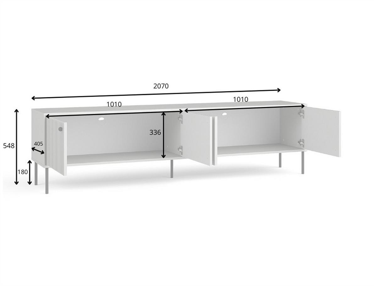 LOWBOARD NIMB 207/54,8/40,5 cm, Grau - Grau, Holzwerkstoff (207/54.8/40.5cm) - MASSENO