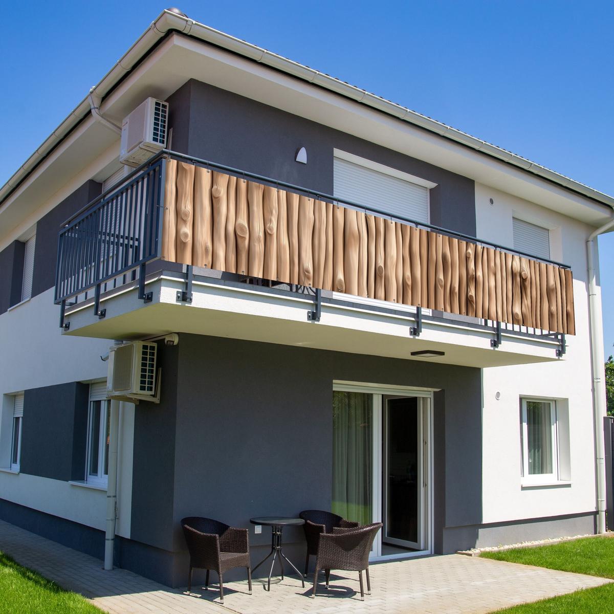 BALKON-SICHTSCHUTZ Holz - Stiel - Hellbraun Groß 500x95 cm - Ahornfarben, Kunststoff (500/95cm) - MuchoWow