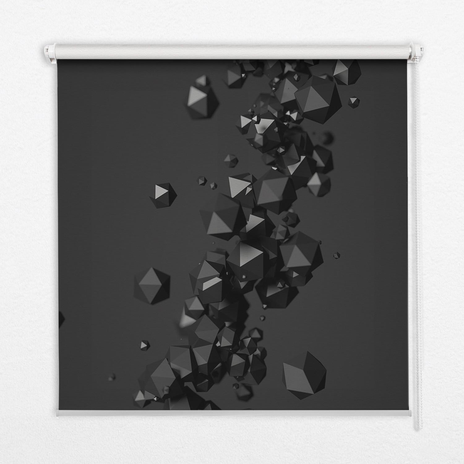 INNENROLLO - Fensterrollo - Rollo - 150x140 cm - Herabfallende Blöcke - Schwarz, Kunststoff (150/140/0.5cm) - TULUP