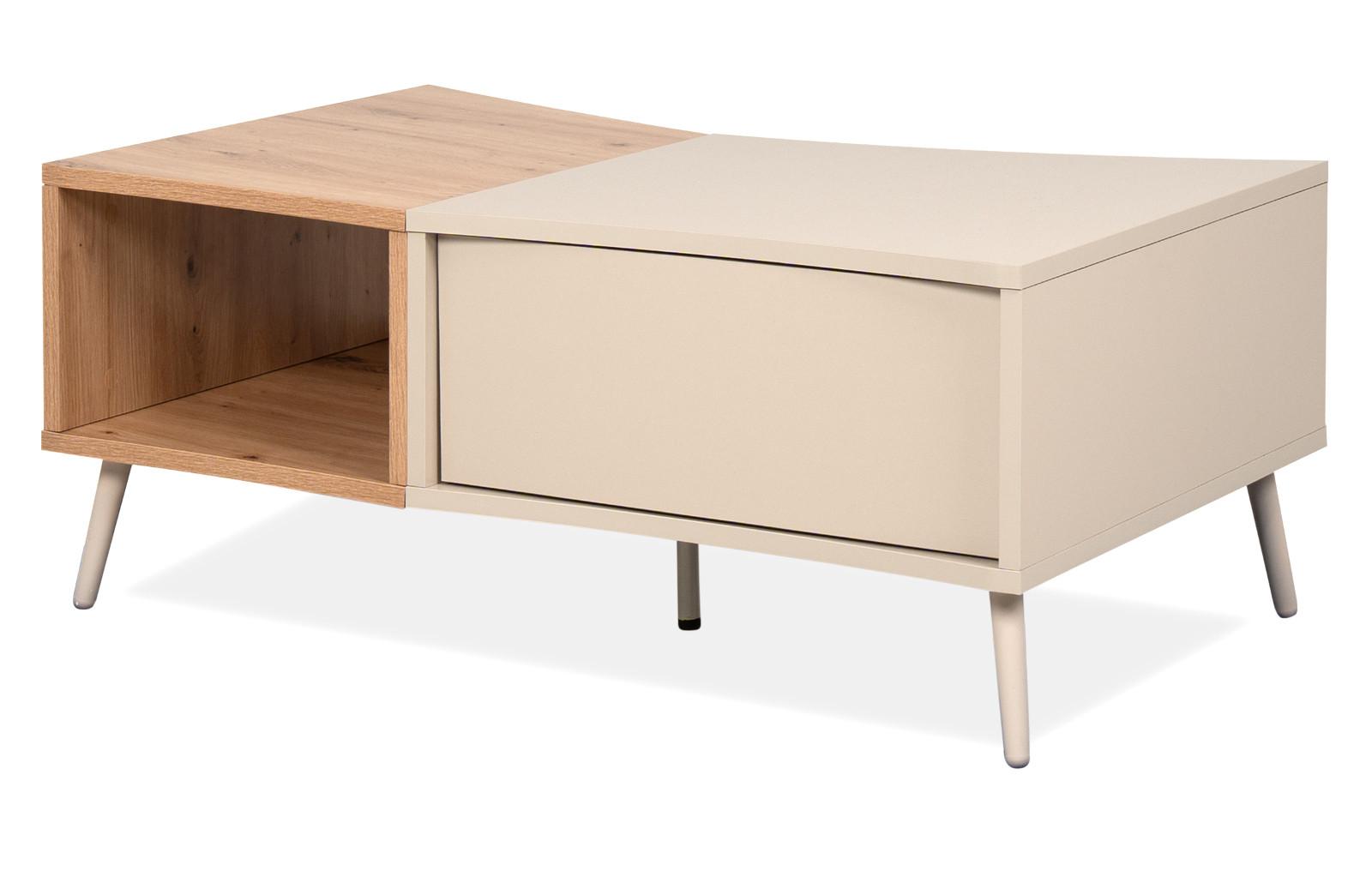 COUCHTISCH Kaschmir, Eiche Artisan 94 x 60 cm, Wohnzimmertisch mit Stauraum - Kaschmir/Eiche Artisan, Holzwerkstoff (60/94/40cm) - Furn.Design