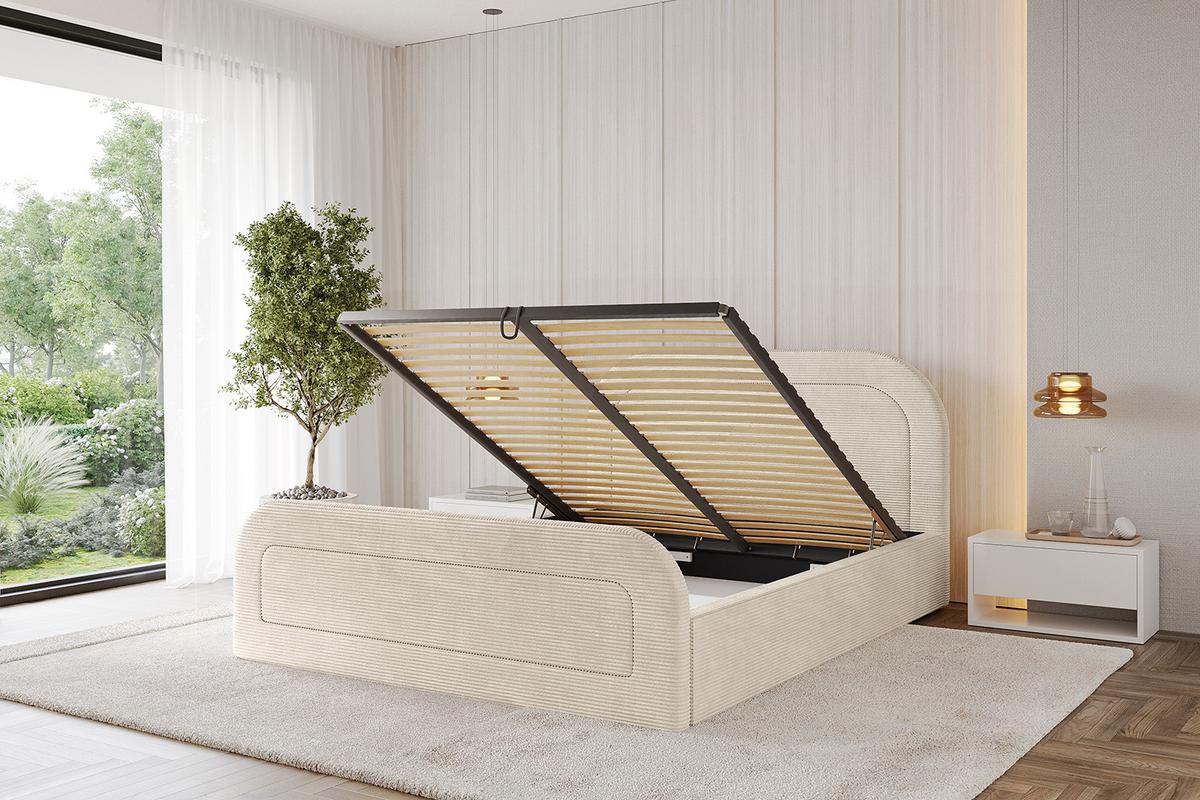 POLSTERBETT mit Bettkasten, Fußteil und Lattenrost, Boxbett ohne Matratze - LERAY-Z 120x200 Beige - Creme, Holzwerkstoff/Textil (120/200cm) - ALTDECOR