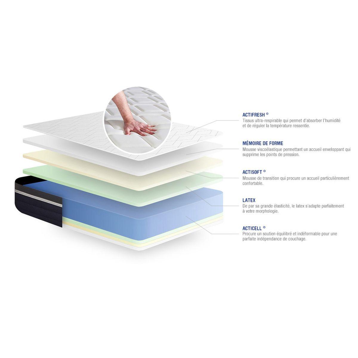 MATRATZE Actilatex confort Latex und Memory-Schaum 80 x 200 cm h2 - Weiß, Textil (80/200cm) - ACTISOM