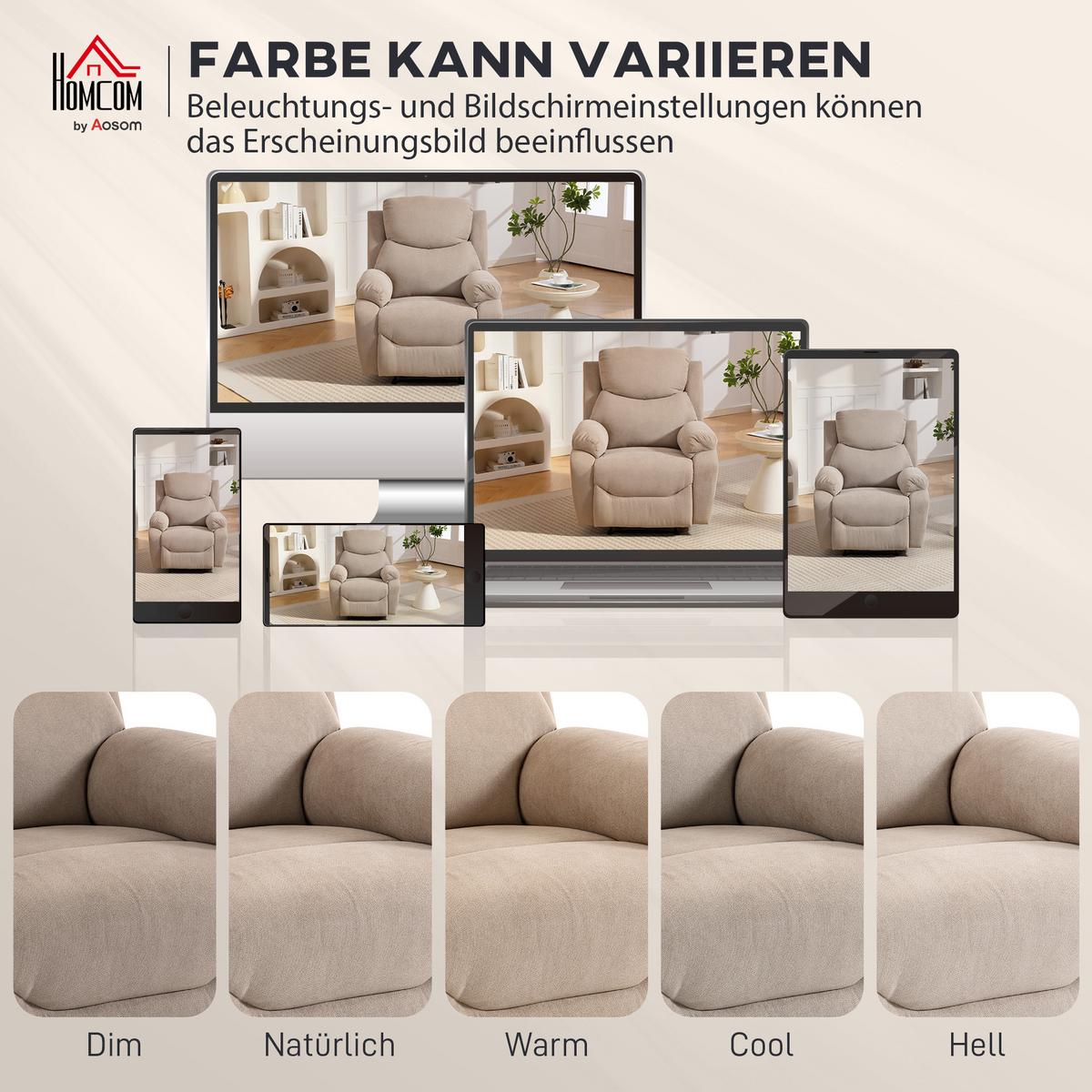 RELAXSESSEL Polyester Beige - Beige/Schwarz, Textil/Metall (85/105/93cm) - HOMCOM