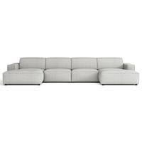 WOHNLANDSCHAFT Sellmo 368 cm - Hellgrau/Schwarz, Kunststoff/Textil (374/70/166cm) - Selsey