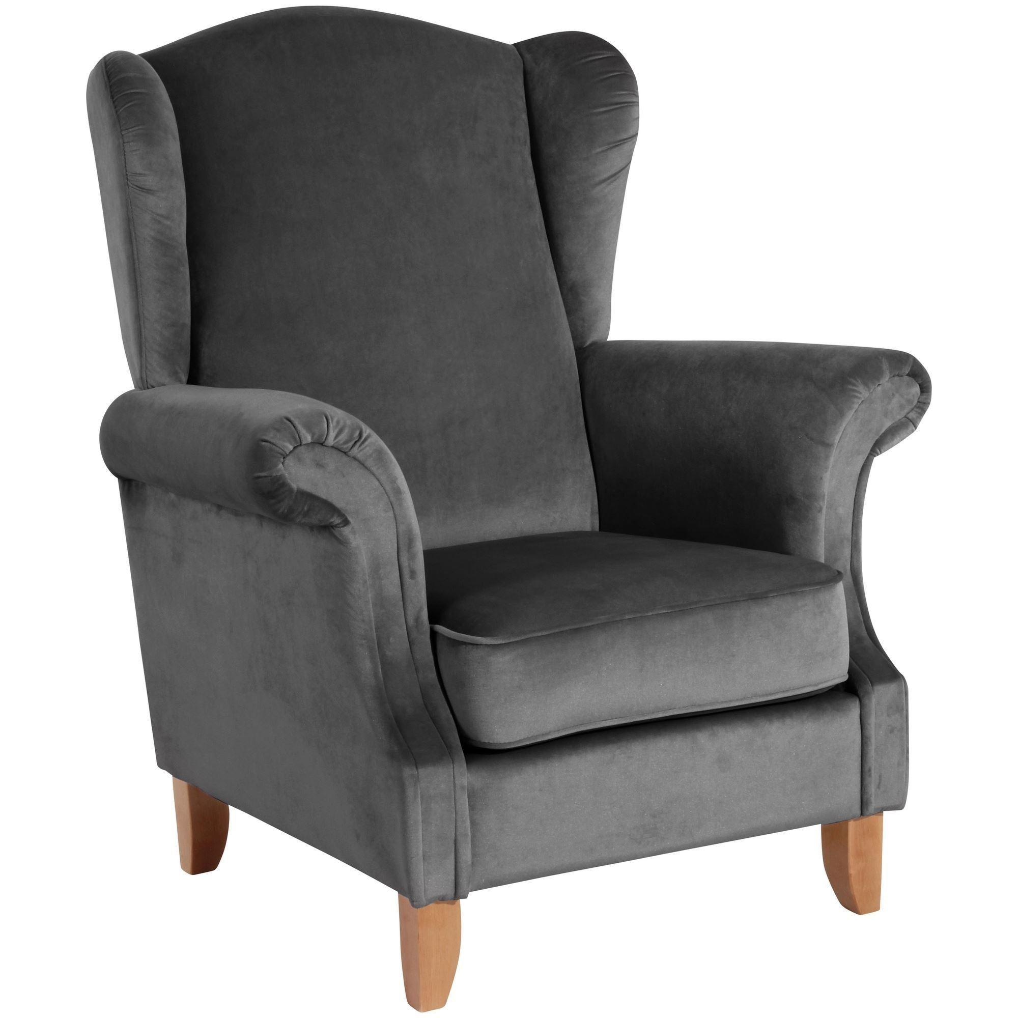 OHRENSESSEL Katria Bezug Samtvelours Buche natur / anthrazit - Anthrazit, Kunststoff (88/108/84cm) - 58aufmkessel