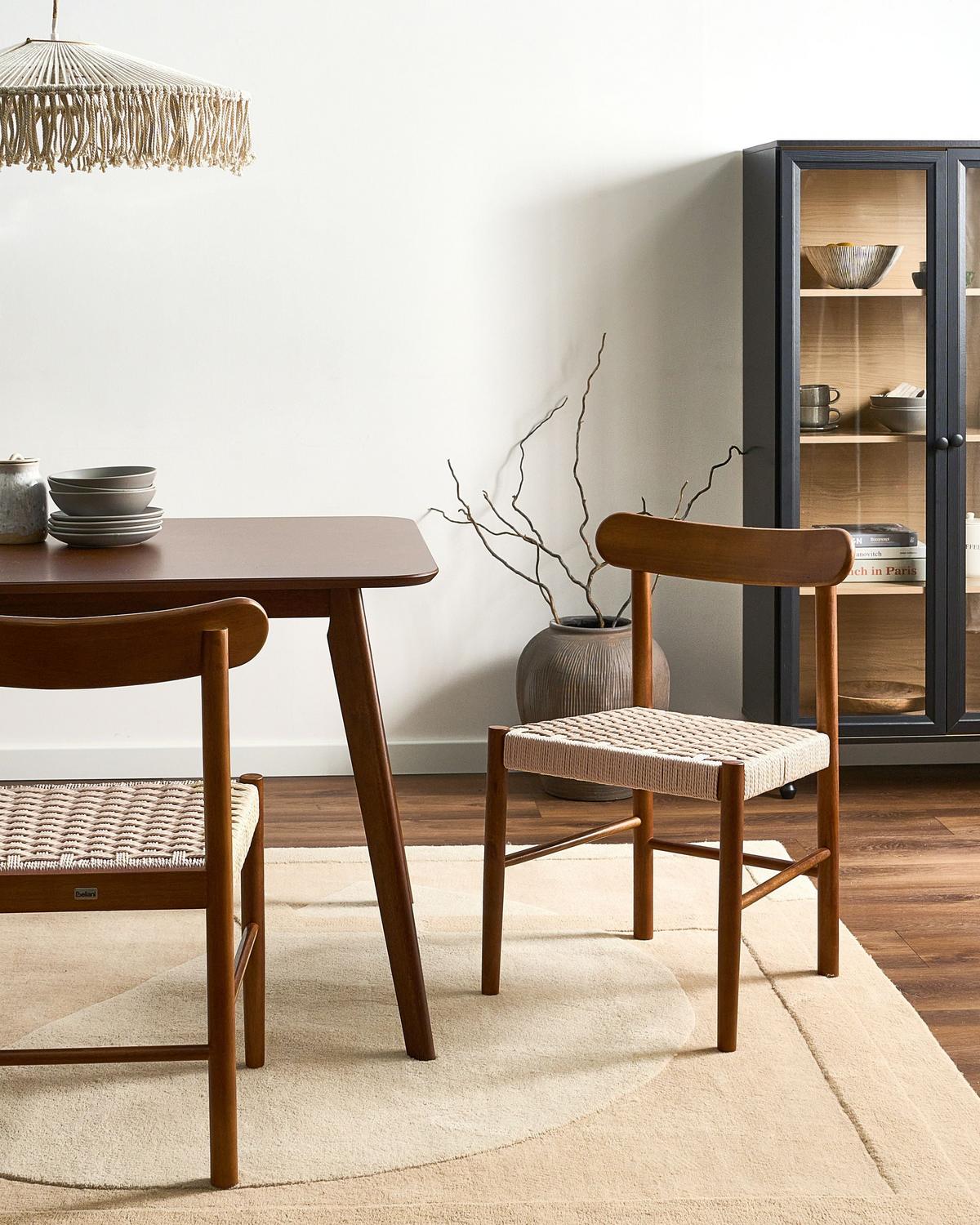 ESSZIMMERSTUHL 2er-Set Holz Braun/Beige Eagan - Braun, Holz (50/76/46cm) - Beliani
