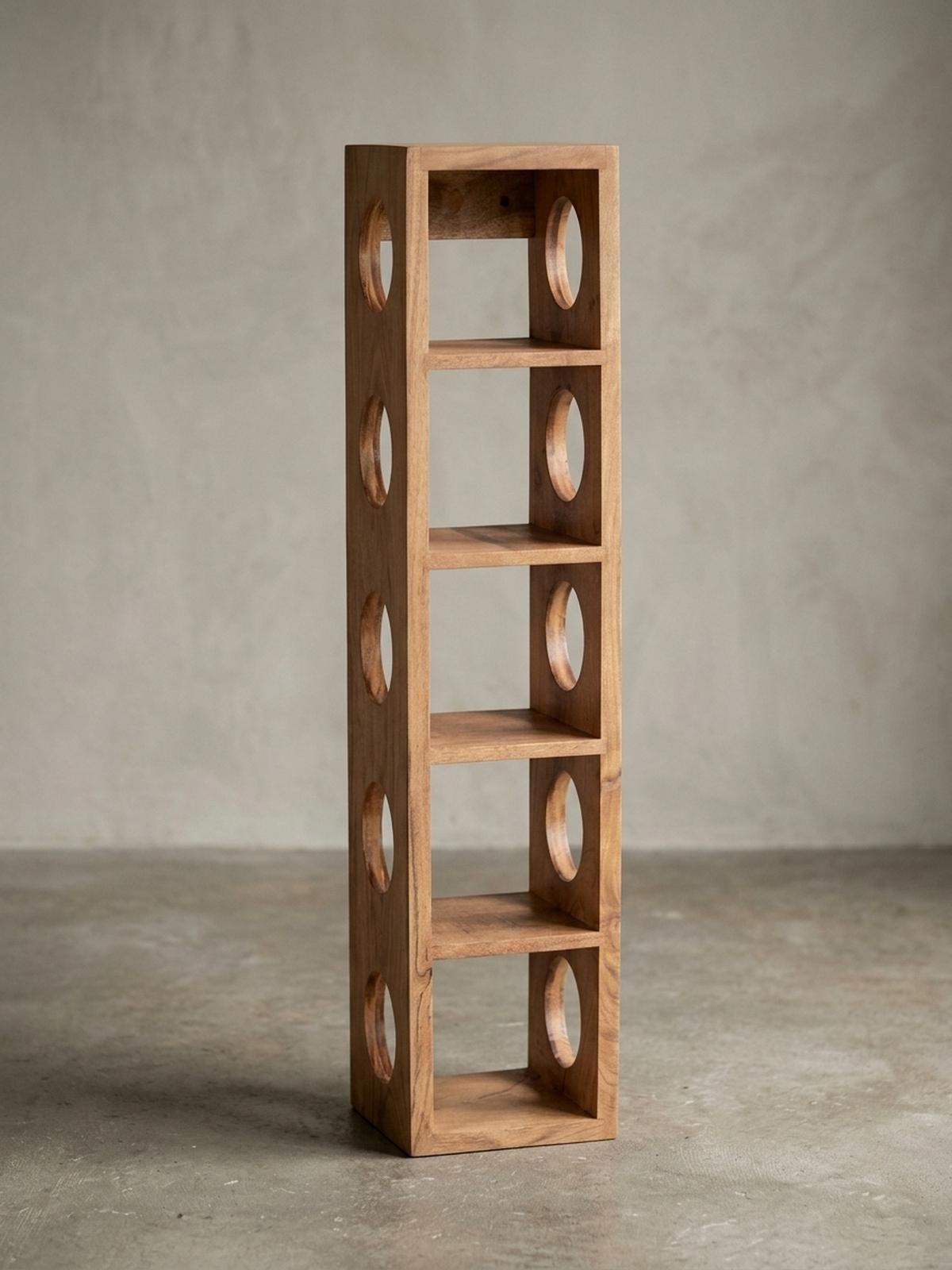 WEINREGAL Massivholz mit 5 Fächern Wandmontage Edelholz-Optik, Beige 70 cm - Beige, Holz (15/70/15cm) - KADIMA DESIGN
