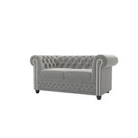 CHESTERFIELD-SOFA 2-Sitzer Nyx Grau Samt - Braun/Grau, Holz/Textil (148/72/86cm) - S-Style Möbel