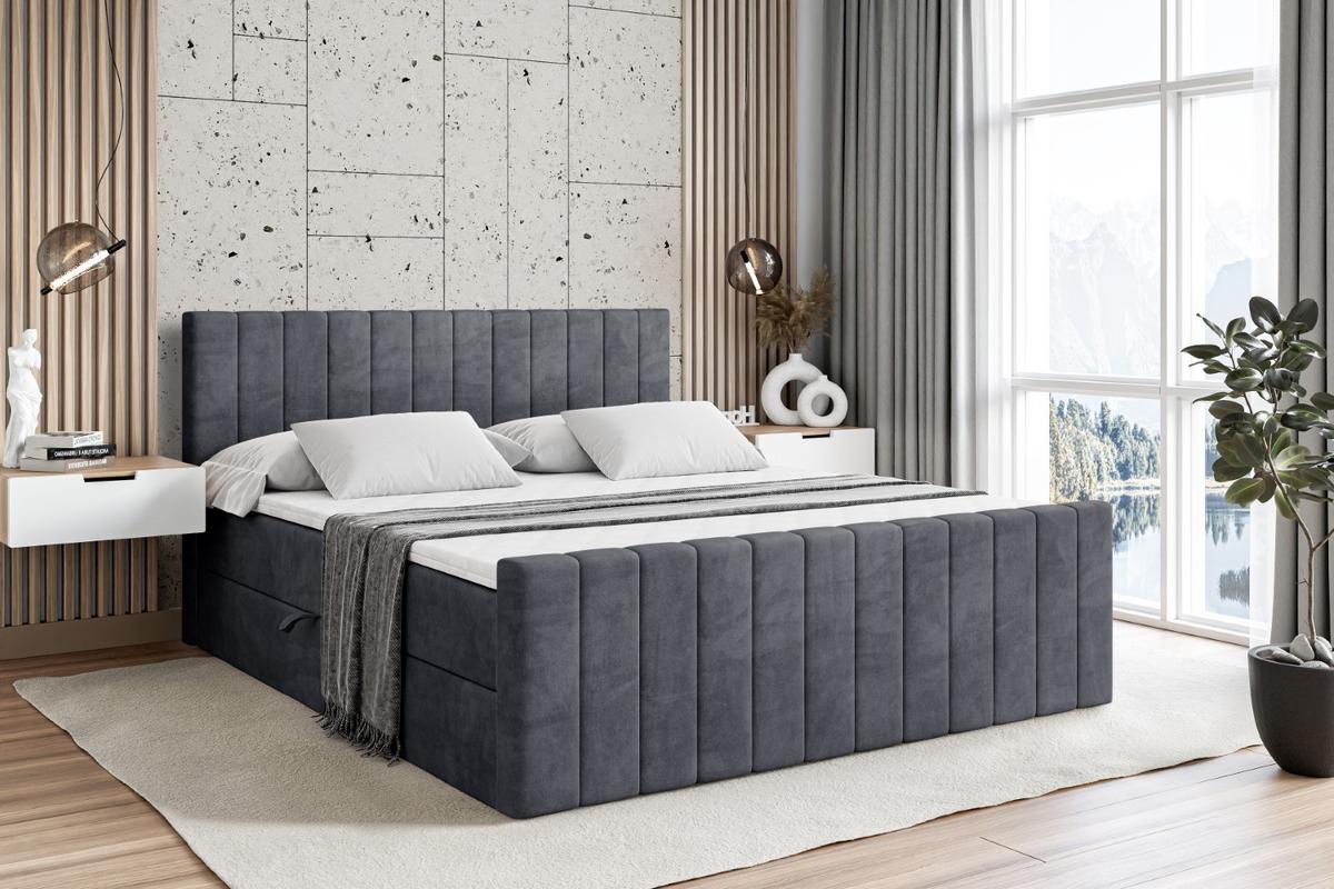 BOXBETT EDITA-Z - 160x200 cm - H3 - Dunkelgrau - Dunkelgrau, Holzwerkstoff (160/200cm) - ALTDECOR