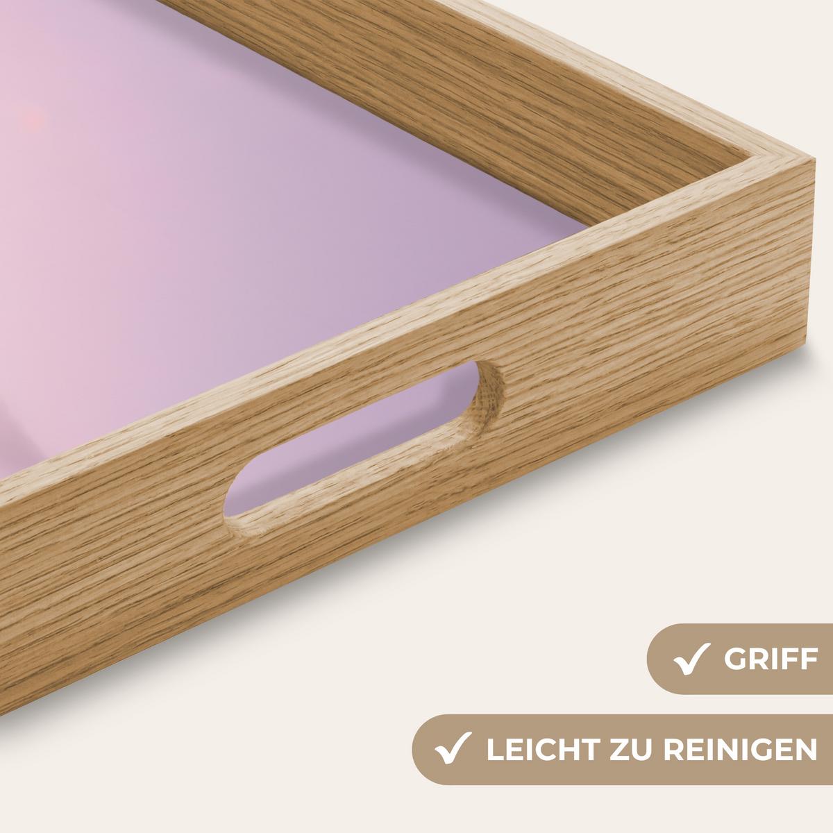 TABLETT Palmen - Lila - Wolken - Himmel 50x35 cm - Rosa, Holz (50/5/5cm) - OnlyWow