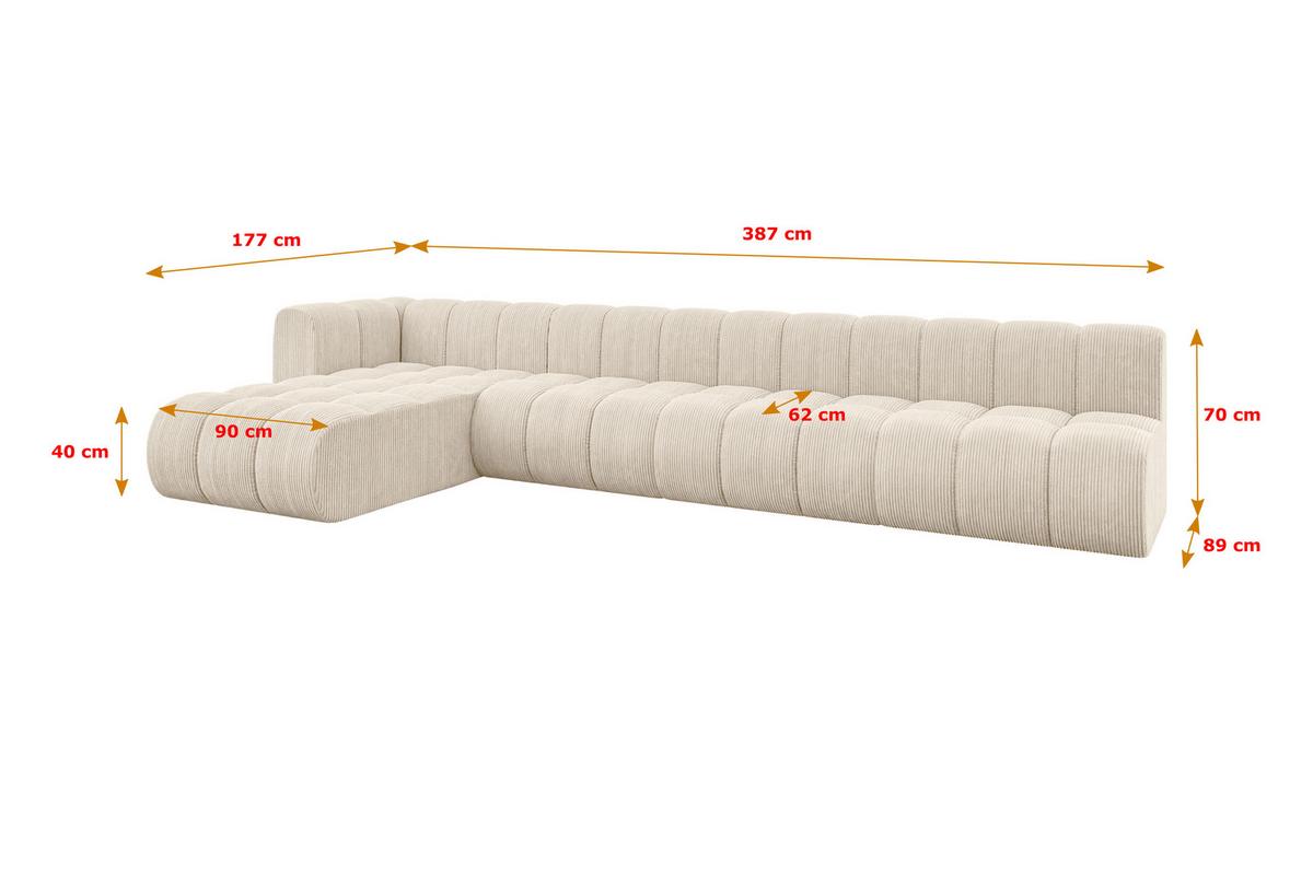 ECKSOFA modulares Sofa Darnel-L3 - 387x177x70 cm Beige - Beige, Holzwerkstoff/Textil (387/177cm) - ALTDECOR