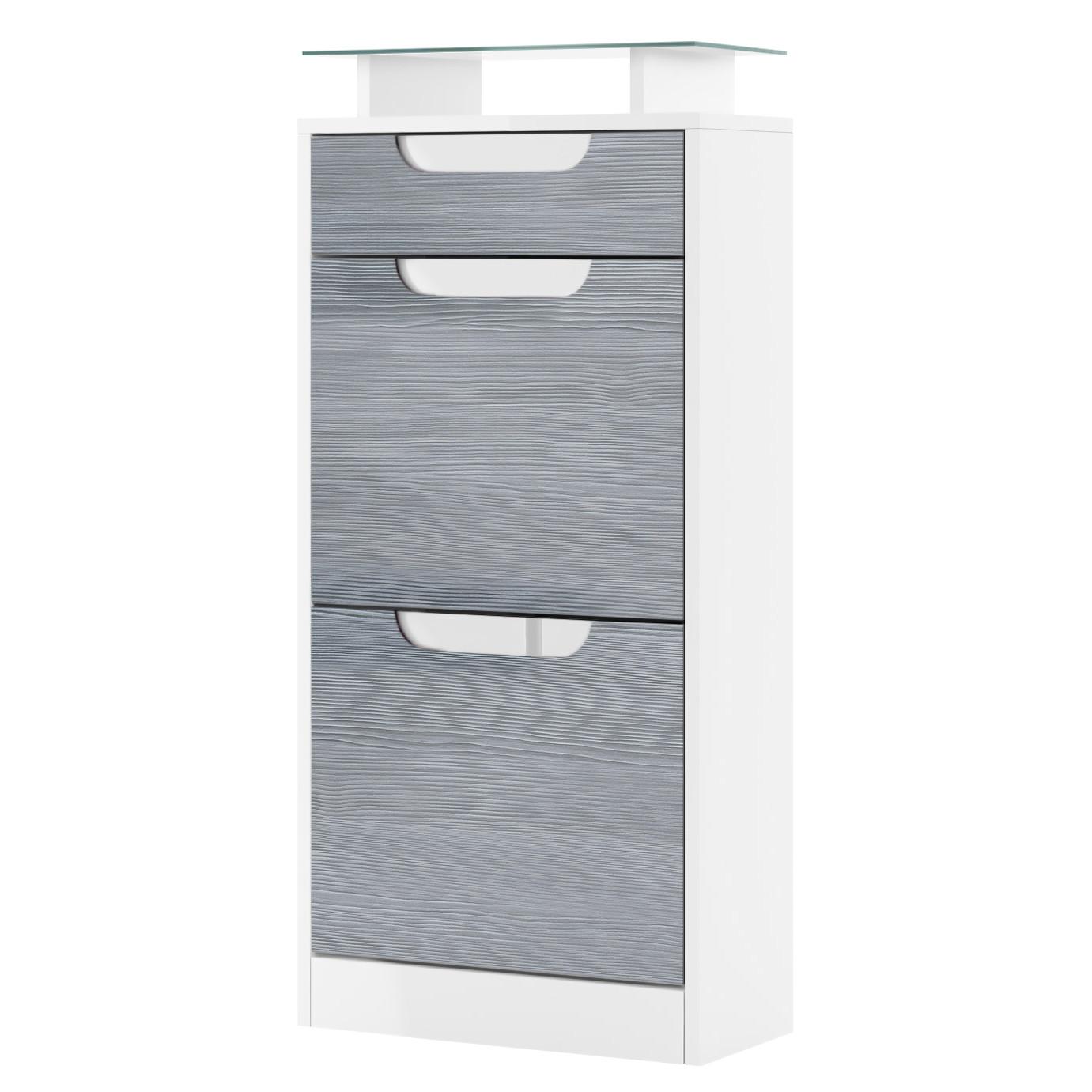 SCHUHSCHRANK Fiesta Avola-Anthrazit / Weiß Hochglanz - Anthrazit, Holzwerkstoff (46/104/23cm) - Vladon