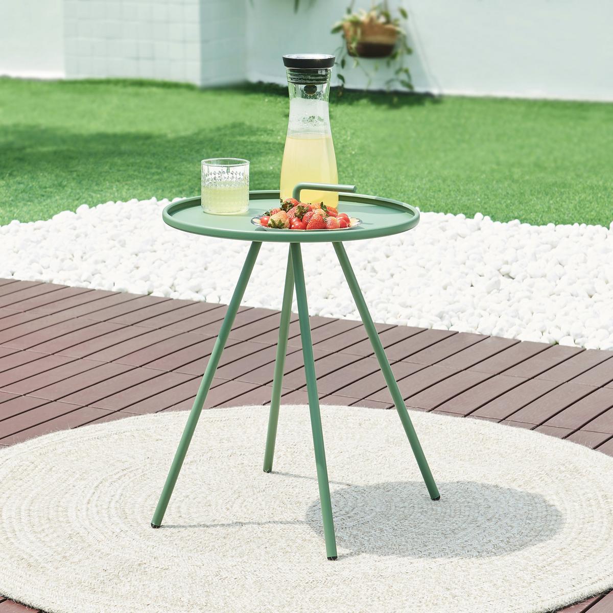 GARTEN-BEISTELLTISCH Fosen - Grün, Metall (42/42/55cm) - [en.casa]