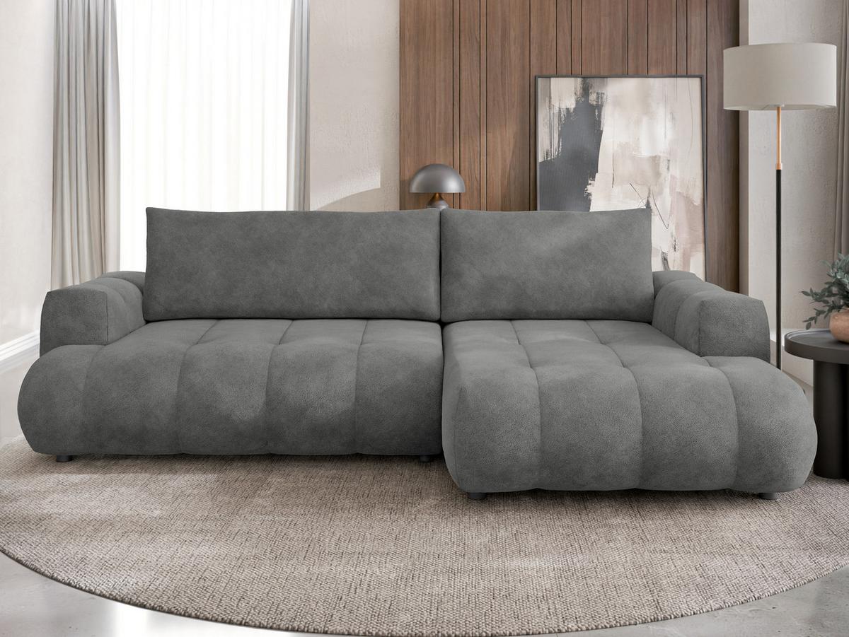 ECKSOFA Haiti, Seite: Rechts 2R+LC - Schwarz/Grau, Holz/Textil (156/276cm) - MIRJAN24
