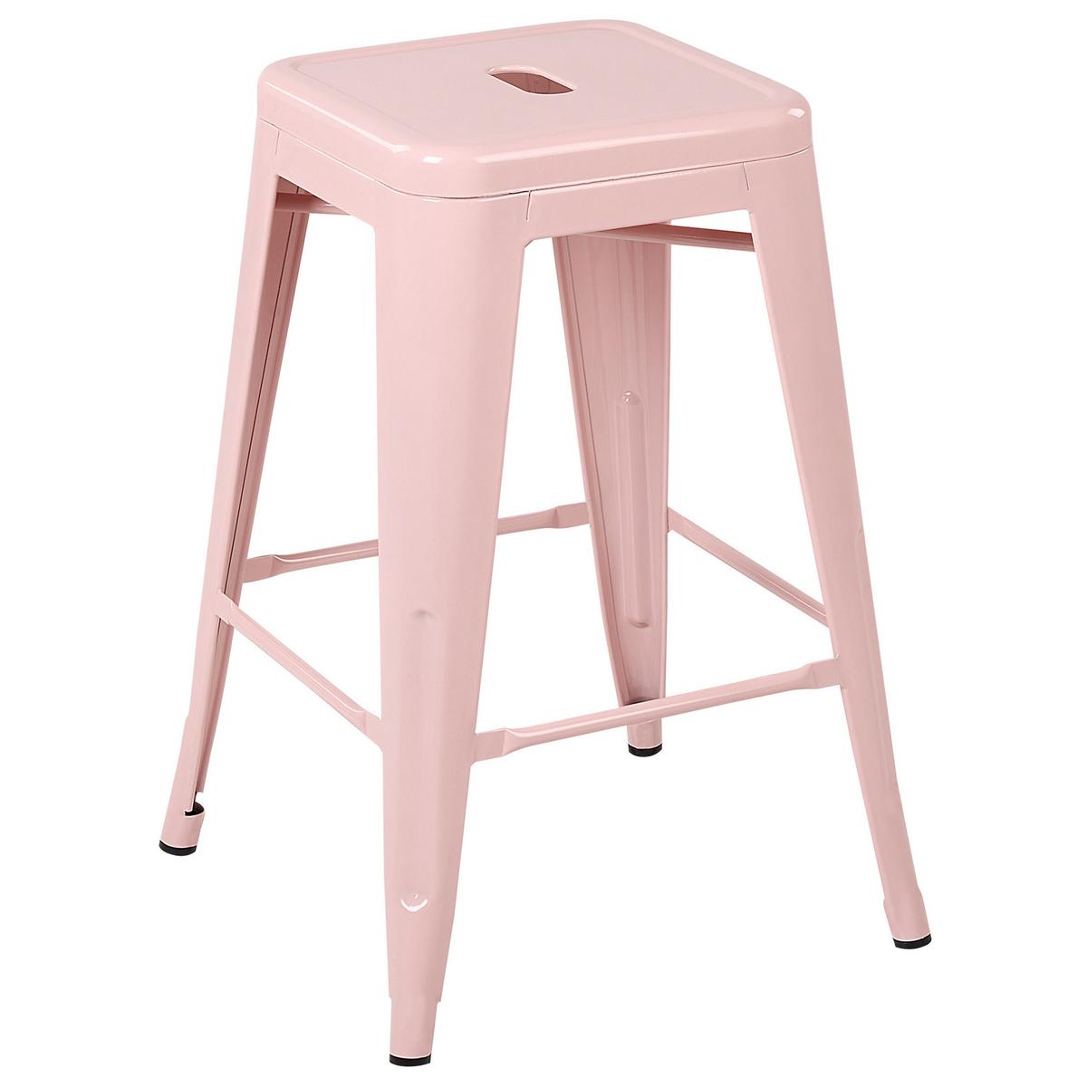 HOCKER 2er-Set Stahl Rosa Cabrillo - Pink, Metall (42/60/42cm) - Beliani