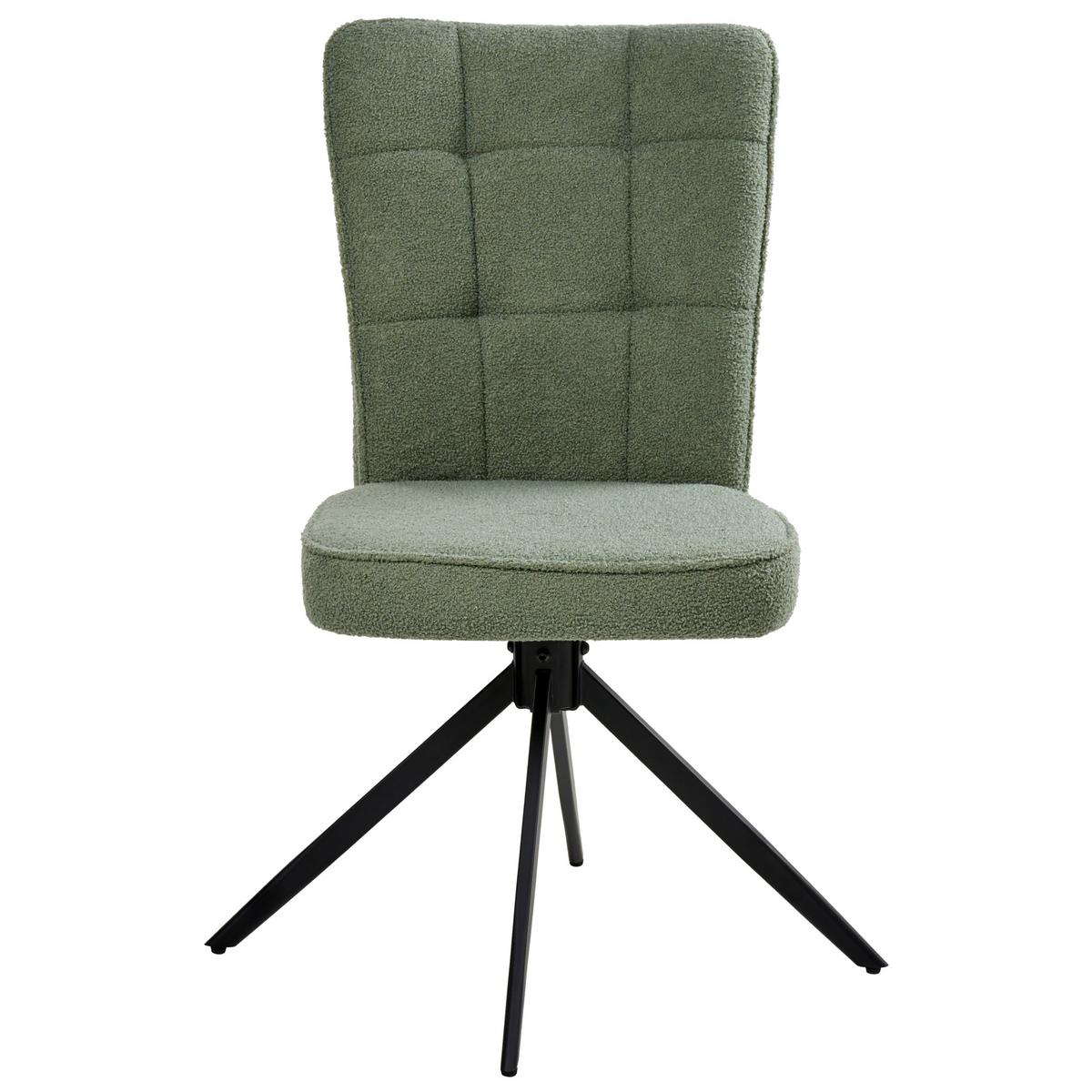 ESSZIMMERSTUHL 2er-Set drehbar Bouclé Hellgrün Ryan - Hellgrün, Textil (51/91/69cm) - Beliani