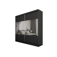 SCHWEBETÜRENSCHRANK AZZURRA 200/216/61 cm 2-türig mit Spiegel Schwarz - Schwarz, Holzwerkstoff (200/216/61cm) - MASSENO
