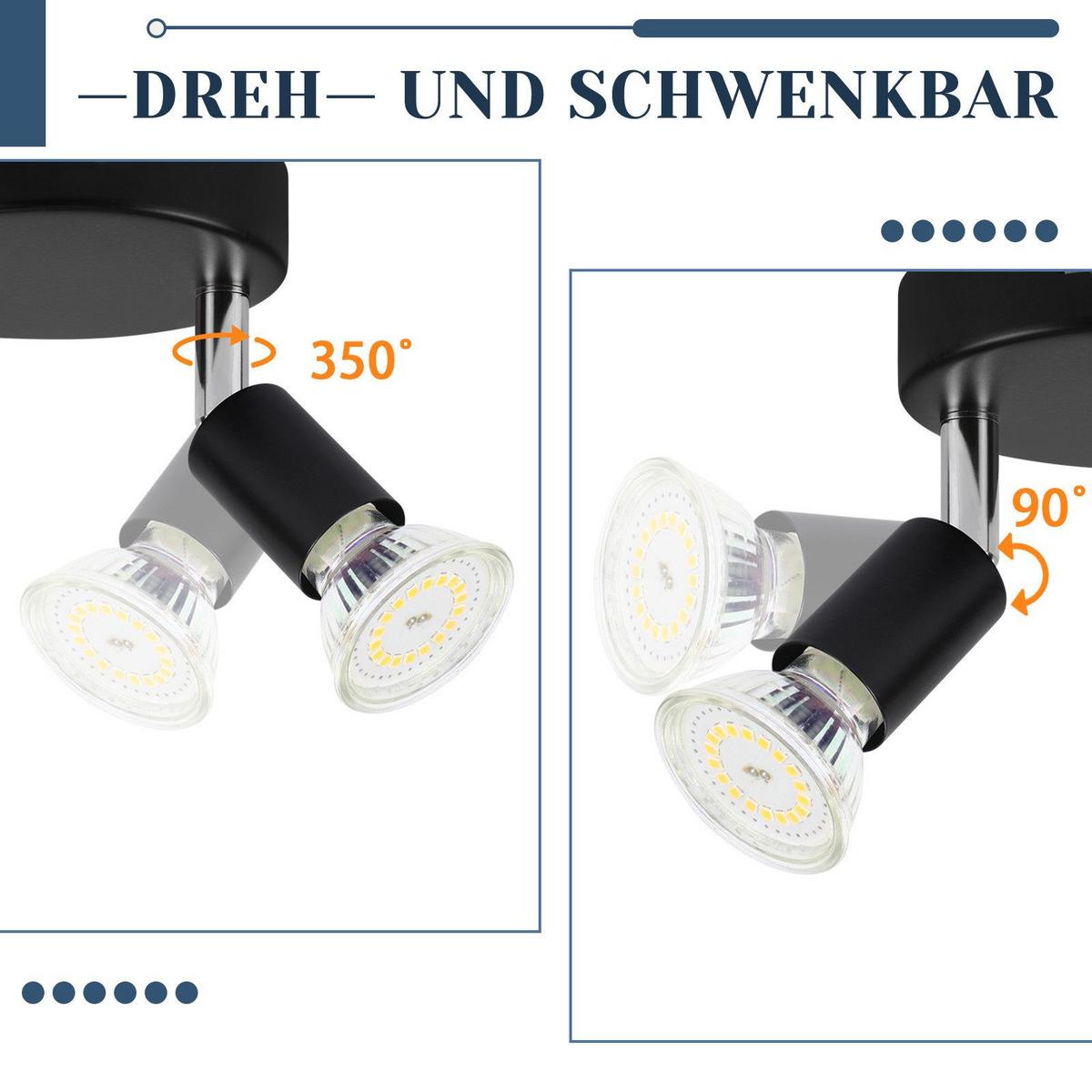 DECKENSTRAHLER Bamberg 3-flammig 15/15/10.4 cm - Schwarz, Metall (15/15/10.4cm) - Nettlife