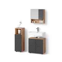 BADMÖBEL-SET Ronco Anthrazit mit Wabenstruktur 3 Teile - Anthrazit, Holzwerkstoff (60/59/30cm) - Livinity®