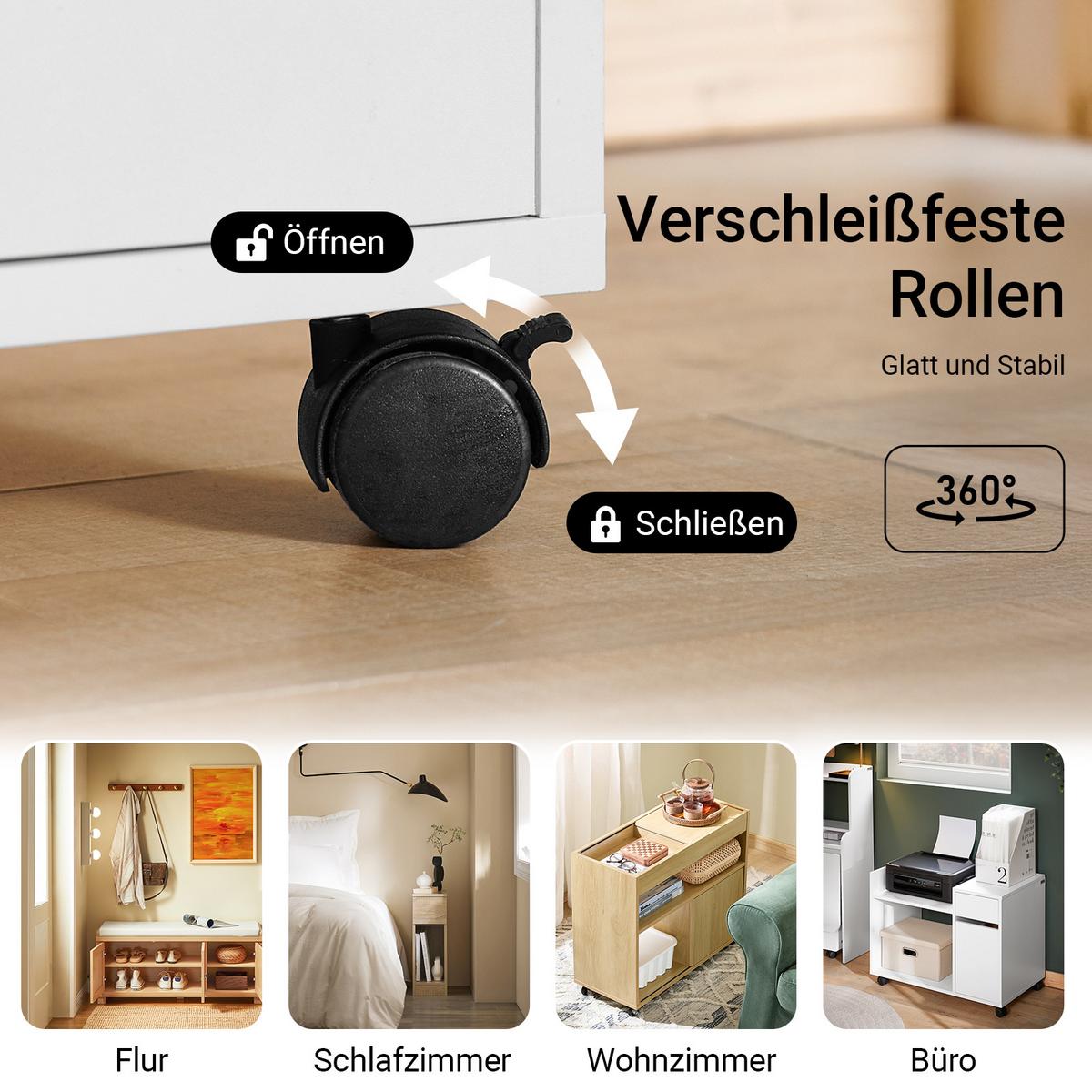 ROLLCONTAINER Weiß - Weiß, Holzwerkstoff (72/54/40cm) - SoBuy
