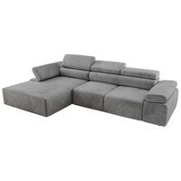 ECKSOFA RILASSO L Hellgrau Velvet - links - Hellgrau/Schwarz, Kunststoff/Textil (296/174cm) - MKS