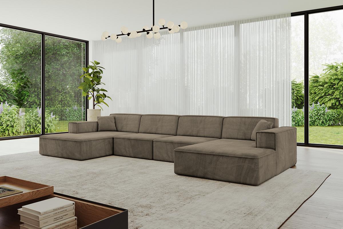 WOHNLANDSCHAFT IREA-U2-v4 - 388x171x79 cm Braun - Braun, Holzwerkstoff/Textil (388/79/171cm) - ALTDECOR