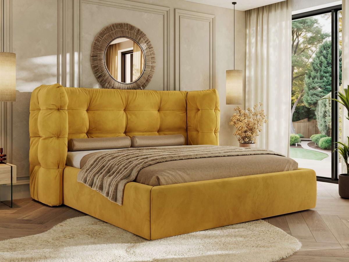 POLSTERBETT FLONELLE CLASSIC 140/200 - Gelb Velvet - ohne Matratze - Gelb, Textil (140/200cm) - MKS