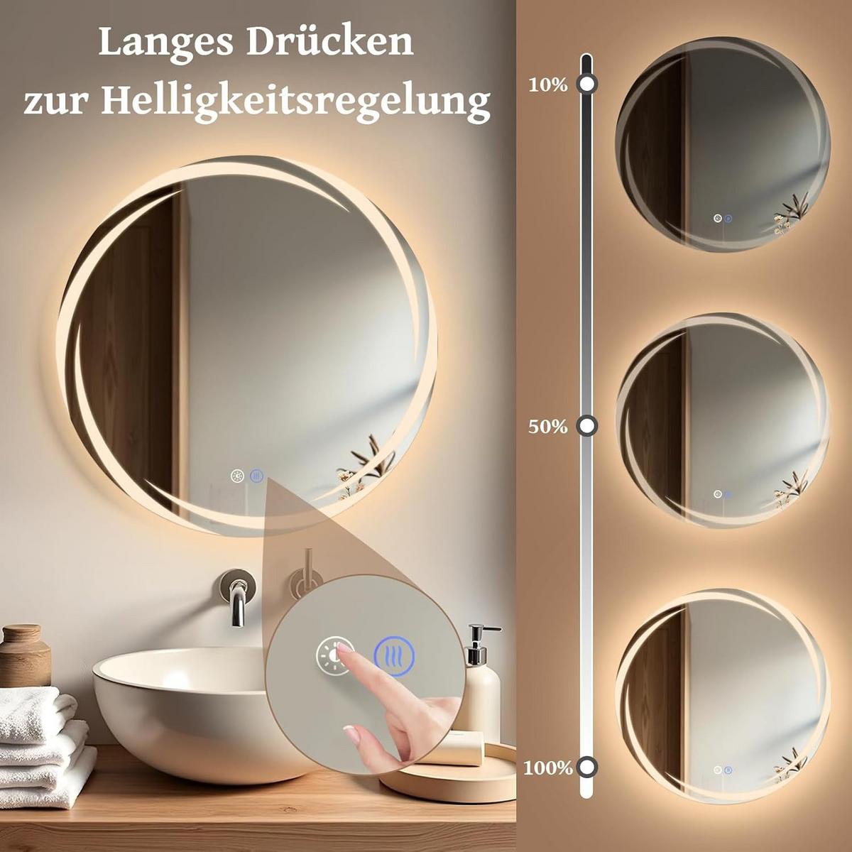 BADSPIEGEL Nelef 70/2.4/70 cm - Alufarben, Glas/Metall (2.4/70/70cm) - ZMH