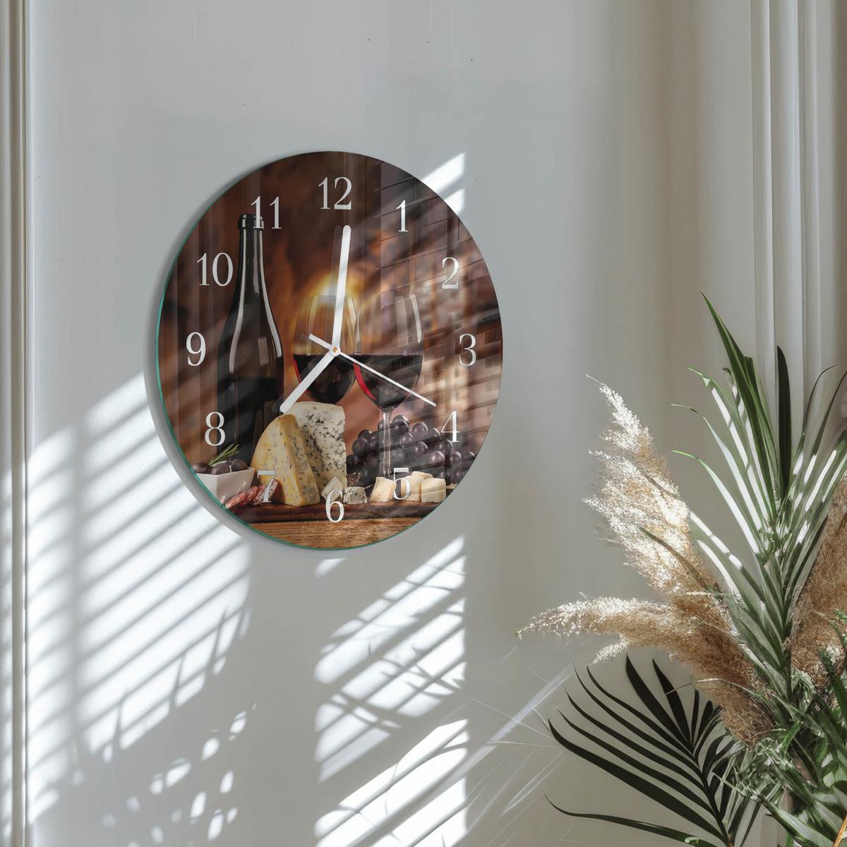 WANDUHR aus Glas Ø30 cm - Wein - Braun, Glas (30/30/0.4cm) - TULUP