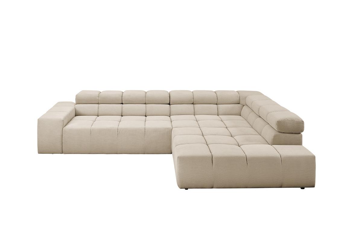 ECKSOFA NEVADA Beige Cord - Beige/Schwarz, Kunststoff/Textil (319/215cm) - KAWOLA