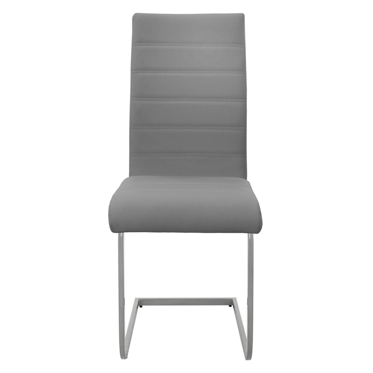 SCHWINGSTUHL 4er Set Grau Kunstleder - Silberfarben/Grau, Metall (40/102/57cm) - ML-DESIGN