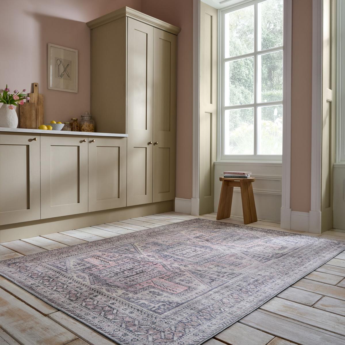 TEPPICH Waschbar HURST, geometrisch, Grau-Rosa, 190 x 290 cm - Grau, Textil (290/190cm) - KADIMA DESIGN