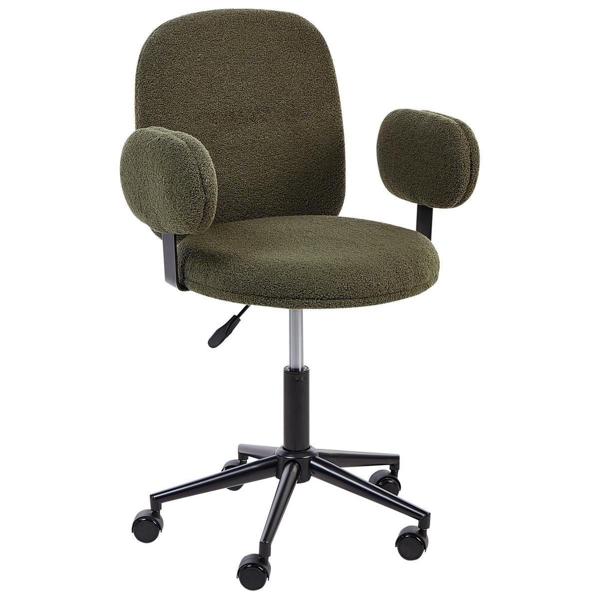 SCHREIBTISCHSTUHL Dunkelgrün Moraga - Dunkelgrün/Schwarz, Textil (58/80/58cm) - Beliani