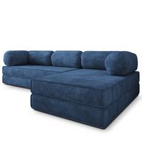 ECKSOFA ETERA modulares Boneless Sofa mit Schlaffunktion Blau Kordstoff - Blau, Textil (270/160cm) - MASSENO