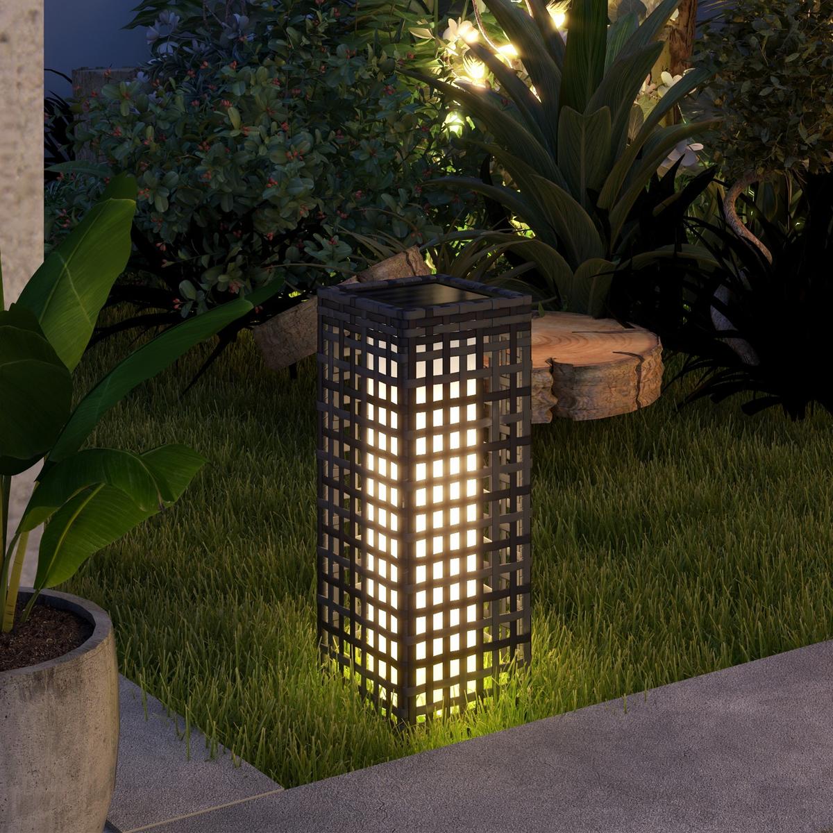 SOLARLEUCHTE, für Balkon, Terrasse, Stahl, Grau, 15,5 x 15,5 x 46 cm - Grau, Kunststoff (15.5/15.5/46cm) - Outsunny