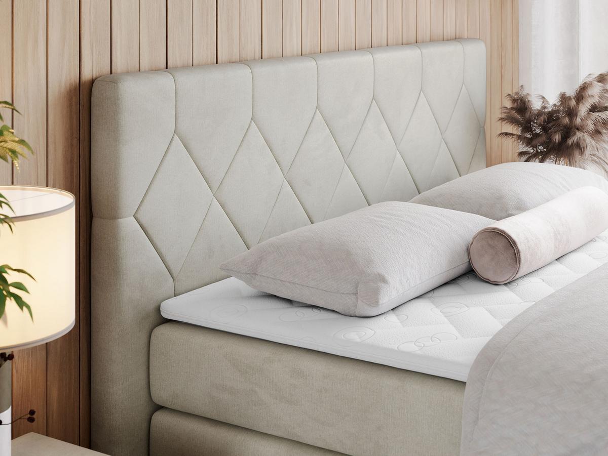 BOXSPRINGBETT KING EIGAR 200/200 Beige Velvet - H4 - Beige, Holz/Textil (200/200cm) - MKS