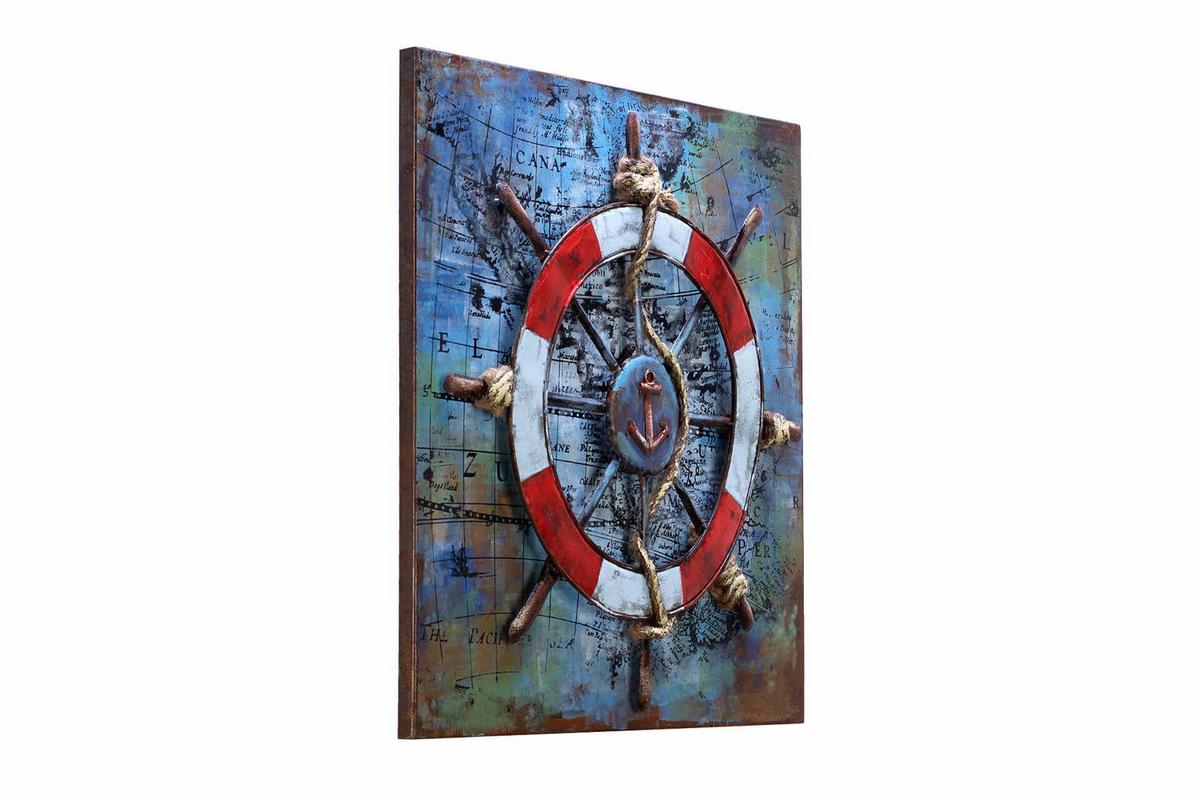 METALLBILD Blau 60/60 cm - Blau/Rot, Metall (2.5/60cm) - KUNSTLOFT