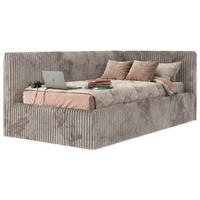 POLSTERBETT TILVO 90/200 - Hellbraun Cord - Multitaschenfederkernmatratze - Rechts - Hellbraun, Textil (200/90cm) - MKS